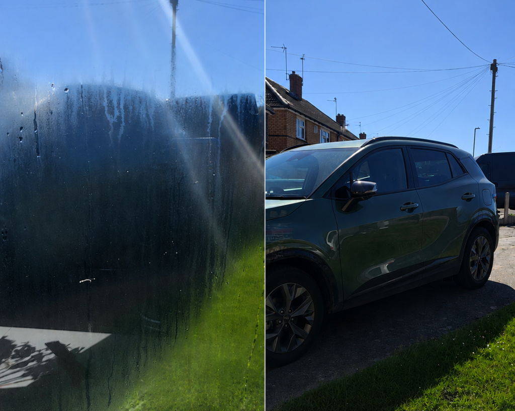 drain-cleaning efore and after replacement of a misted double-glazed window unit